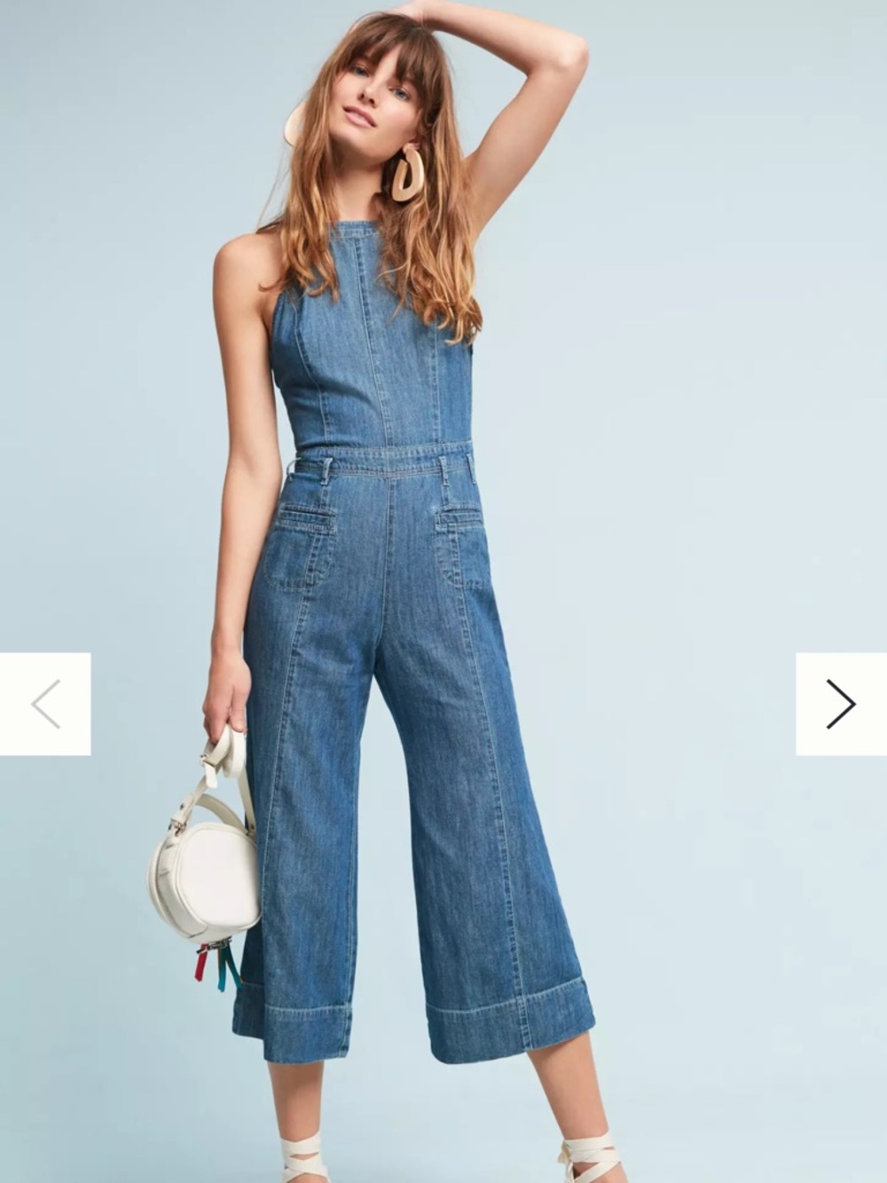 Anthropologie PILCRO Blue Denim Wide-Leg Overalls